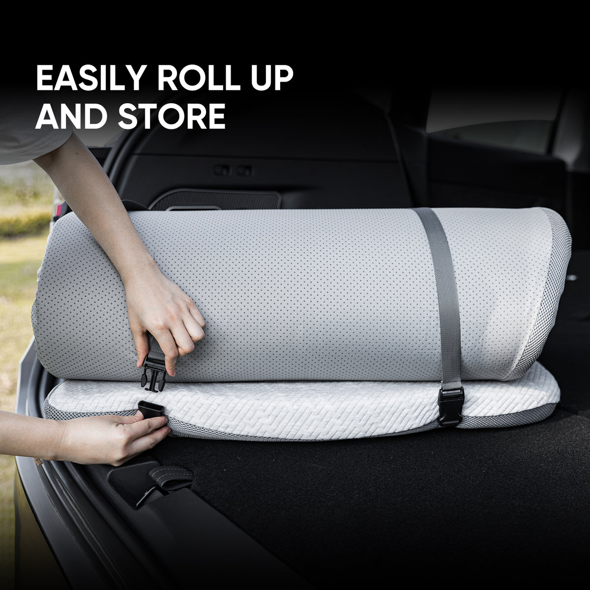 Tesla Model Y Camping Mattress, Slow-Rebound Memory Foam Mattress for Tesla Model Y, Mid-Large SUV Sleeping Pad with Single/Double Mode, 4 Seasons Use