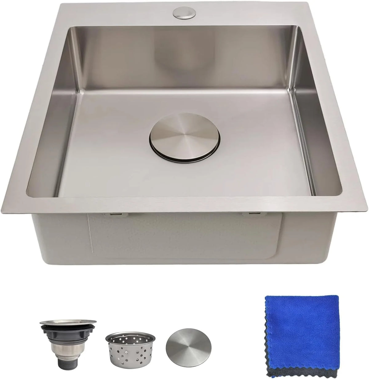 17 Inch Bar Sink Drop In �C Small Kitchen Sink, Modern 18 Gauge Stainless Steel sink with Brushed Finish, 17"x19"x6" Single Bowl kitchen Sinks for RV, Prep, and Outdoor Use