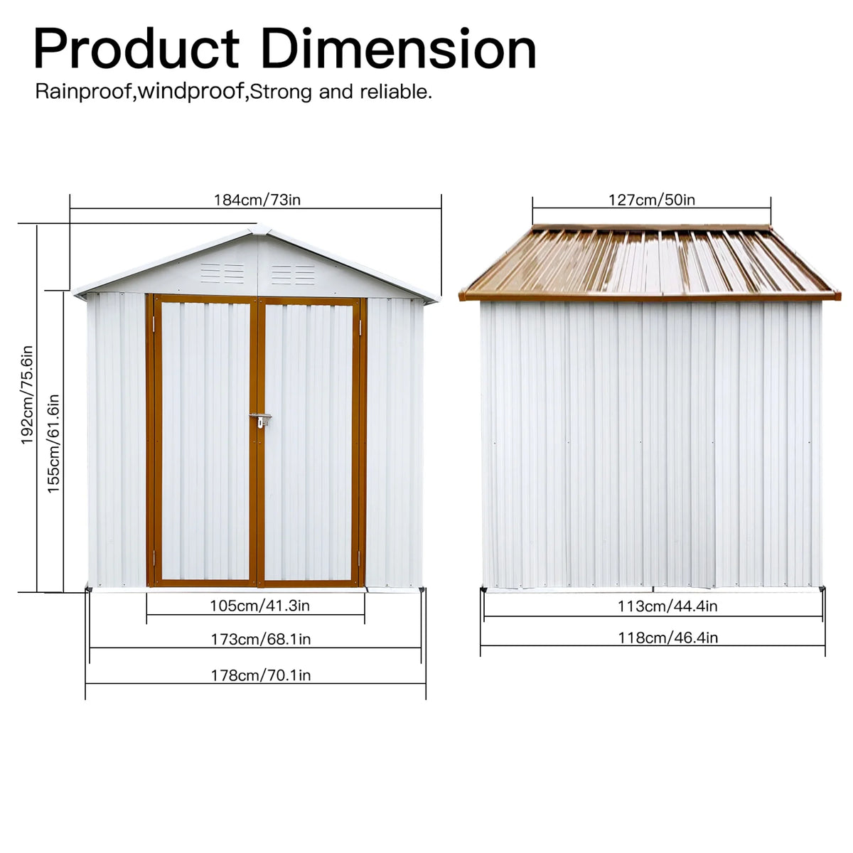 5��4 FT Outdoor Storage shed, Metal Shed with Sloping Roof and Lockable Door, Tool Shed for Bike, Toys, Backyard, Garden, Patio, White