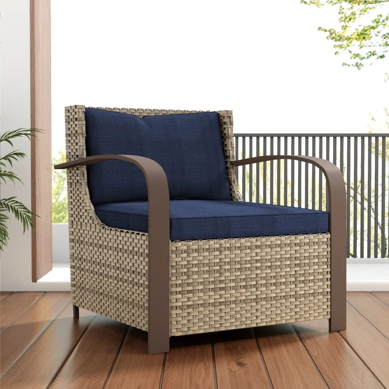 GAZEBETER 2Pcs Wicker Patio Chairs,Modern All Weather Outdoor Ratten Chairs with Seat Cushions and Thicking Back,Beige