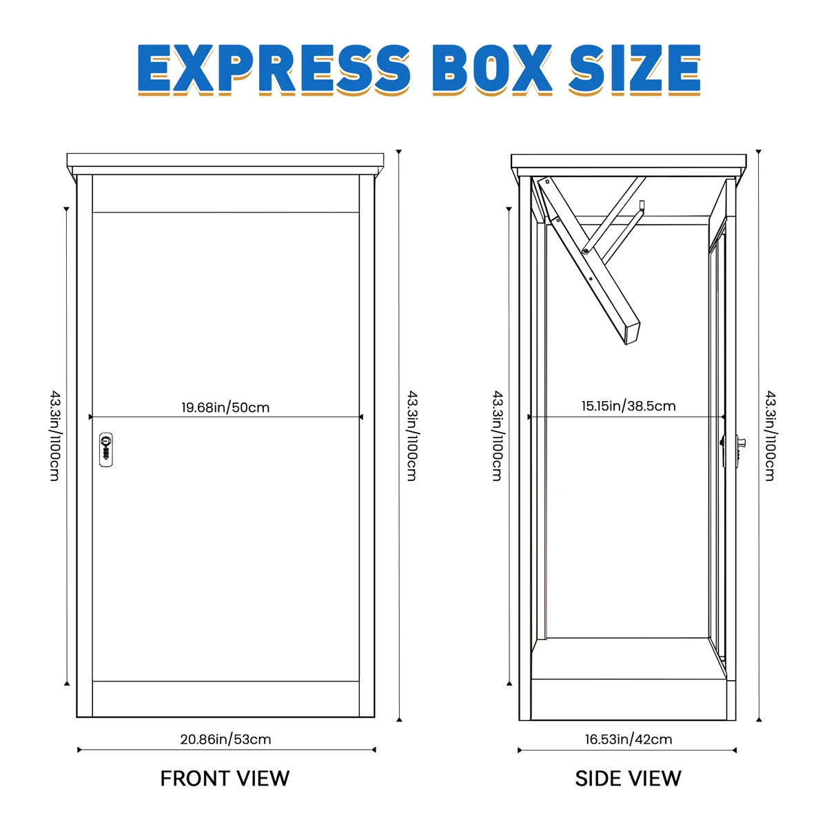 Gaonala Steel Package Delivery Box 19.6x14.4x44.9in Lockable Anti-Theft Weather-Resistant Extra Large Mailbox For Porch Curbside Black