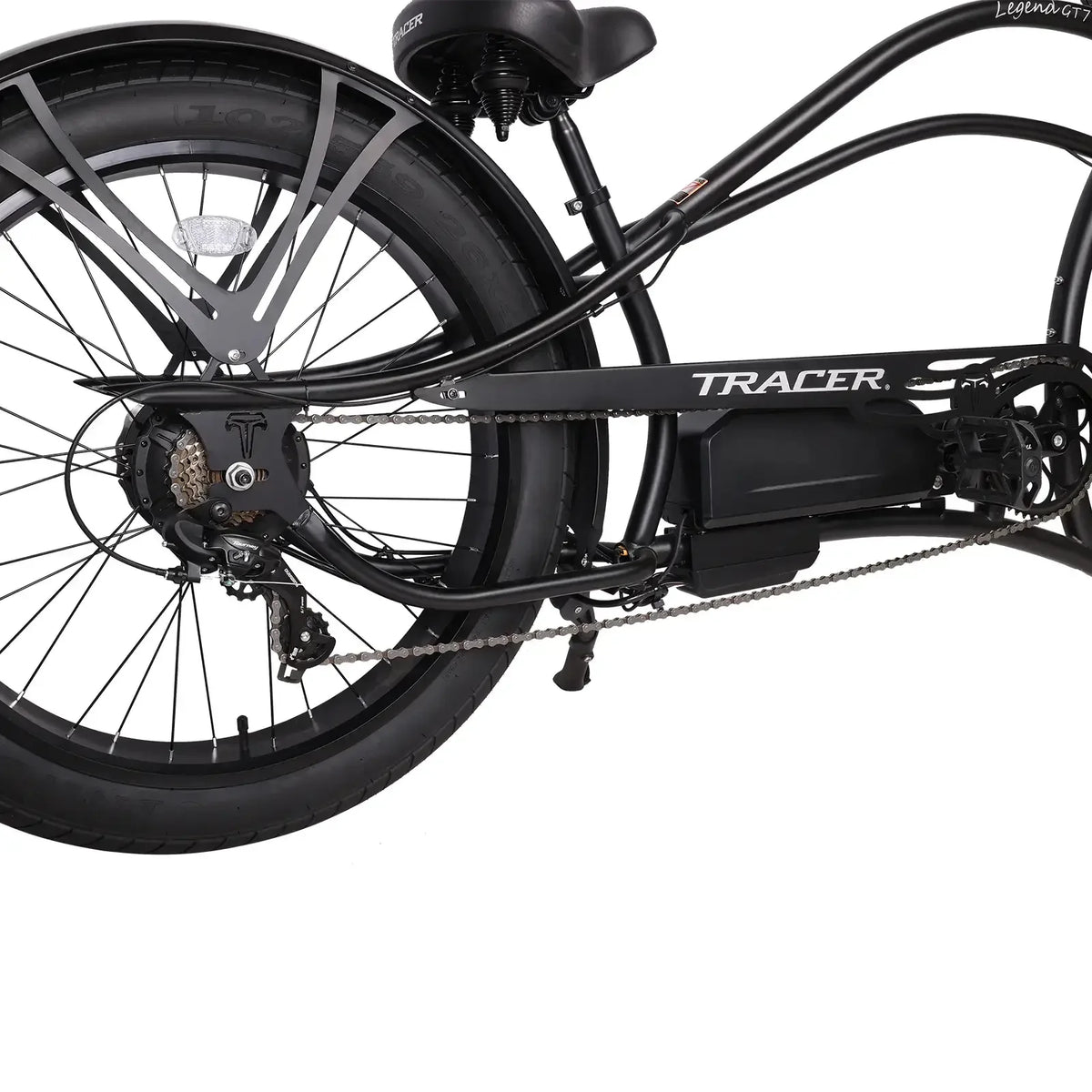 Tracer Legend GT7 Cruiser Chopper E-bike, 1000W Motor, 7 Speed, Disc Brake, for Men, Matte Black