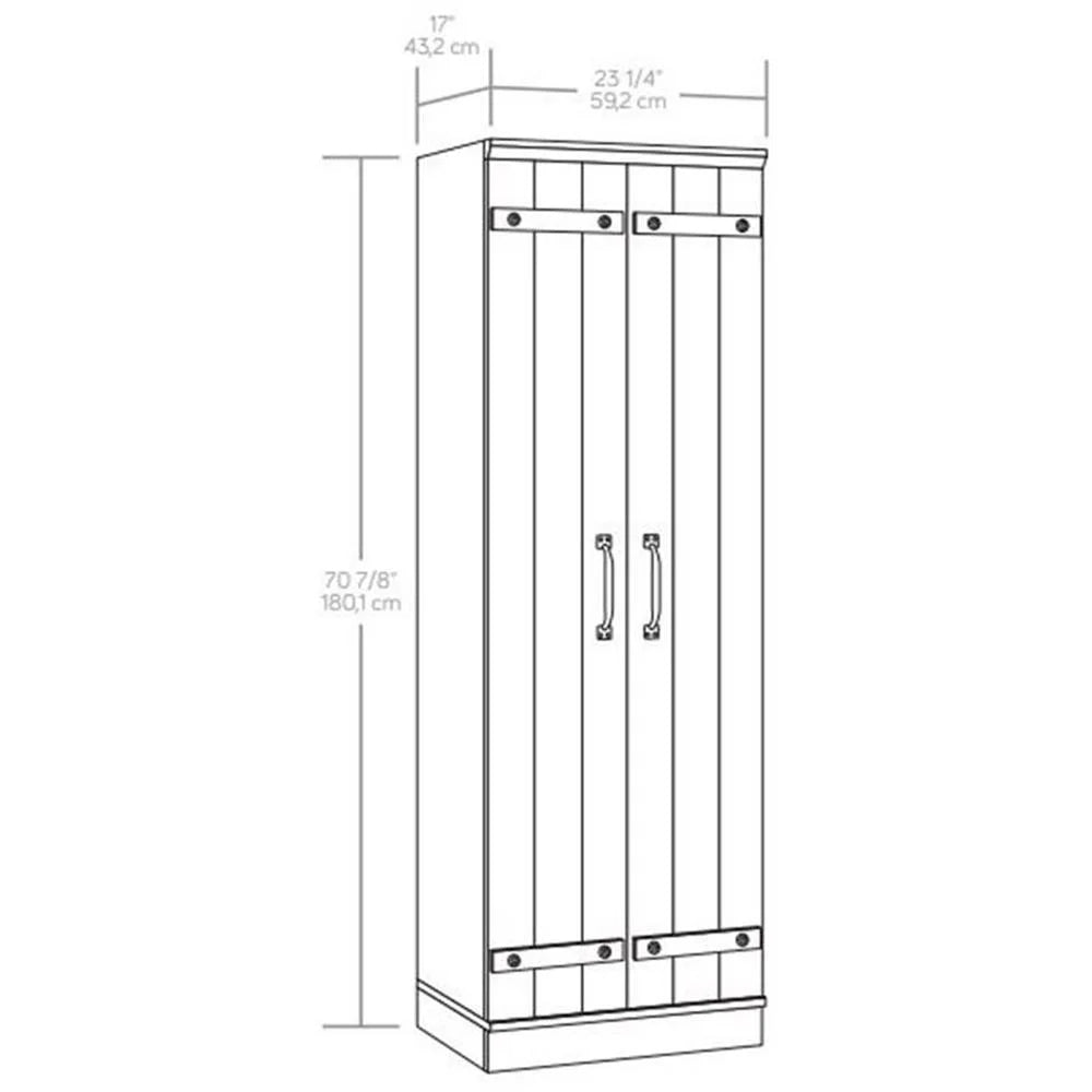 Pemberly Row Farmhouse Engineered Wood 2-Door Narrow Storage Cabinet in Salt Oak