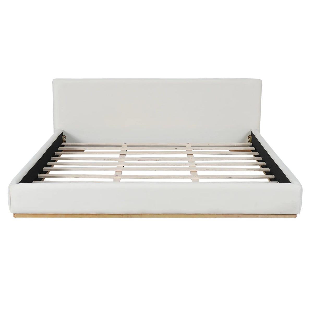 Christopher Knight Home Queen Bed with Velvet Upholstery, Solid Wood Platform, Padded Headboard, White