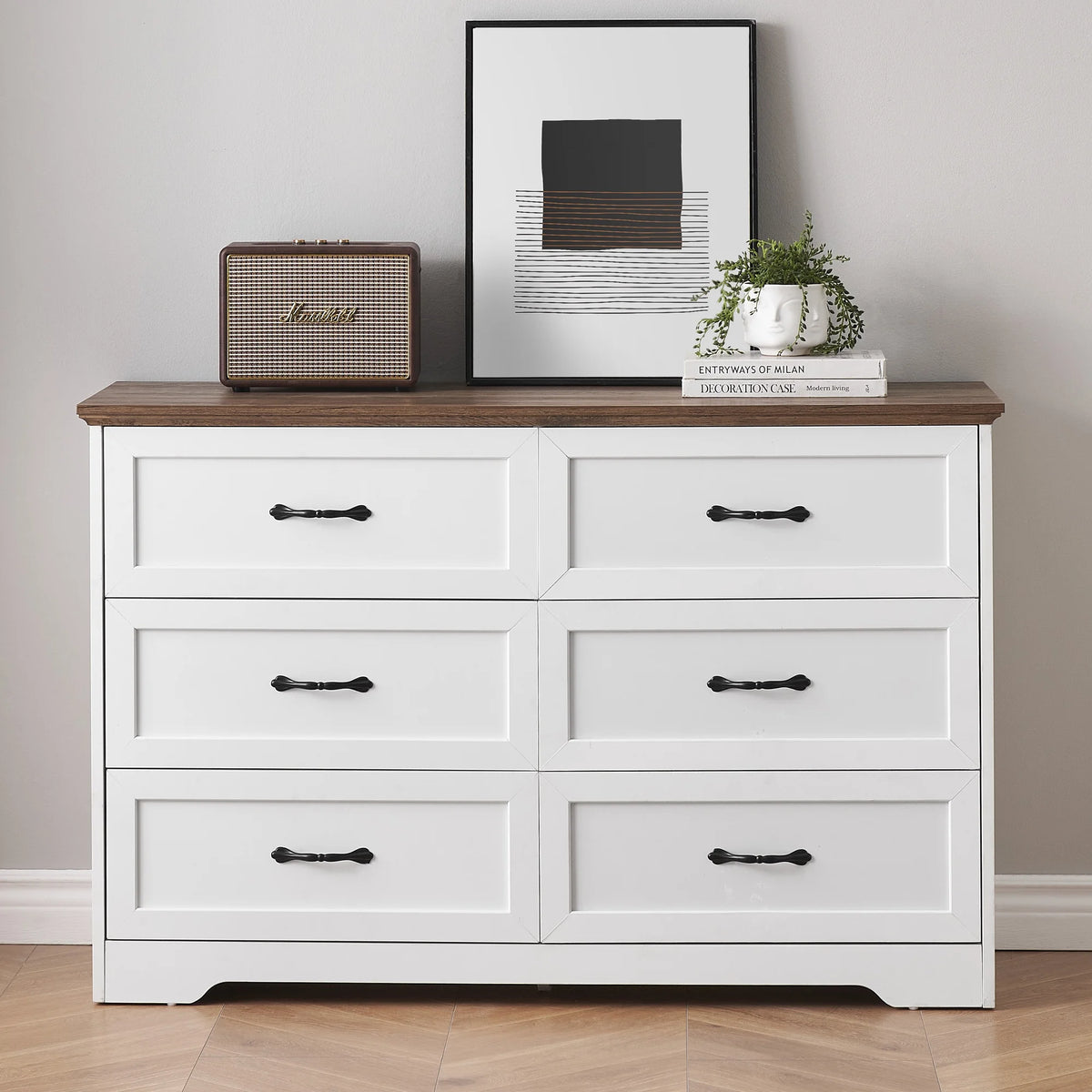 Luku Modern 5 Drawers Dresser, Chest of Drawers Closet Organizers and Storage Clothes, White