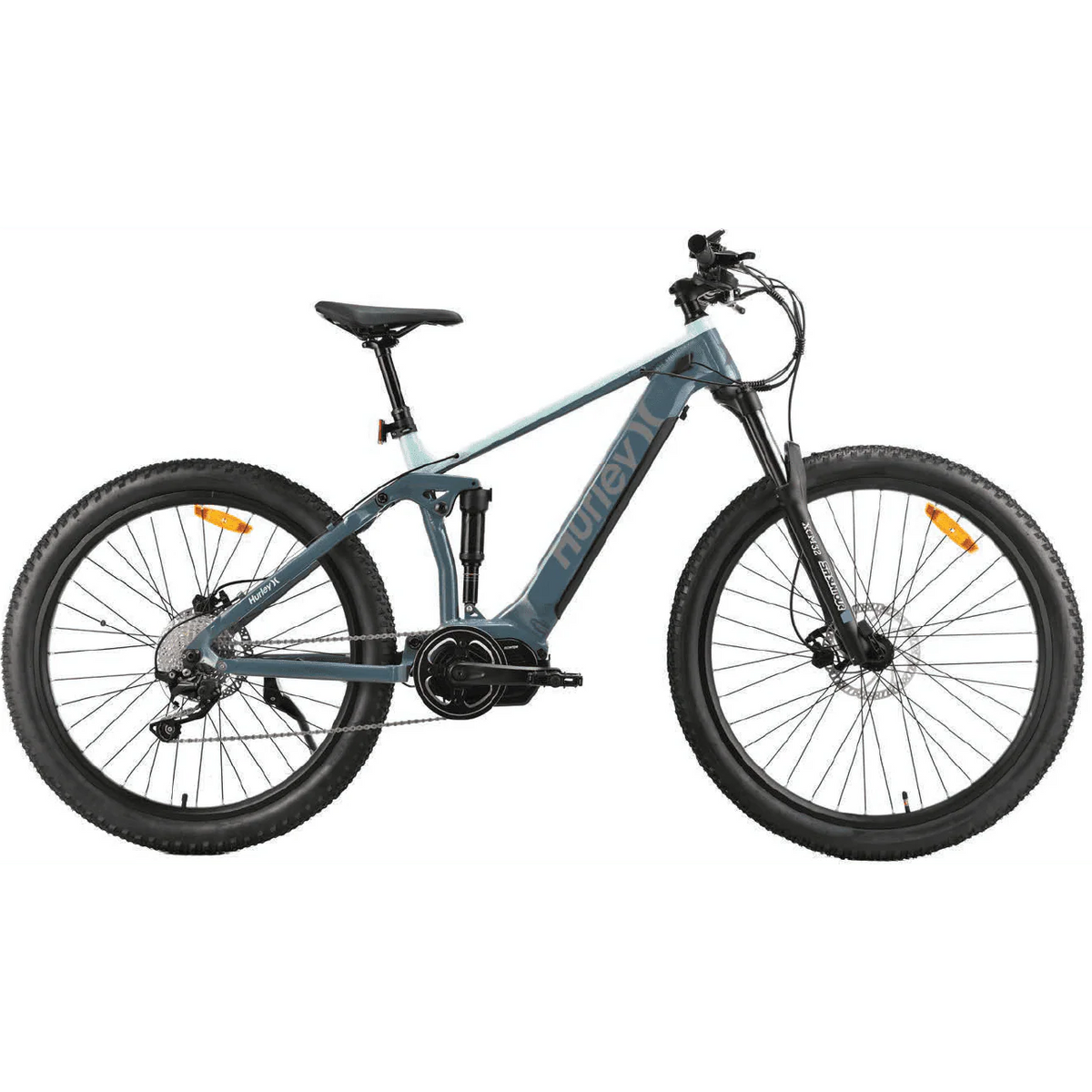 Hurley Bikes Riptide 19-inch Dual Suspension E-Mountain Bike, Green