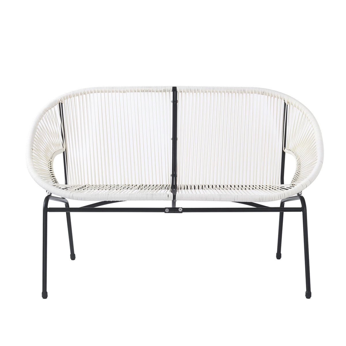 Aspen Modern Outdoor Patio Basket Loveseat, Hammock Weave Design, Metal Frame, Green