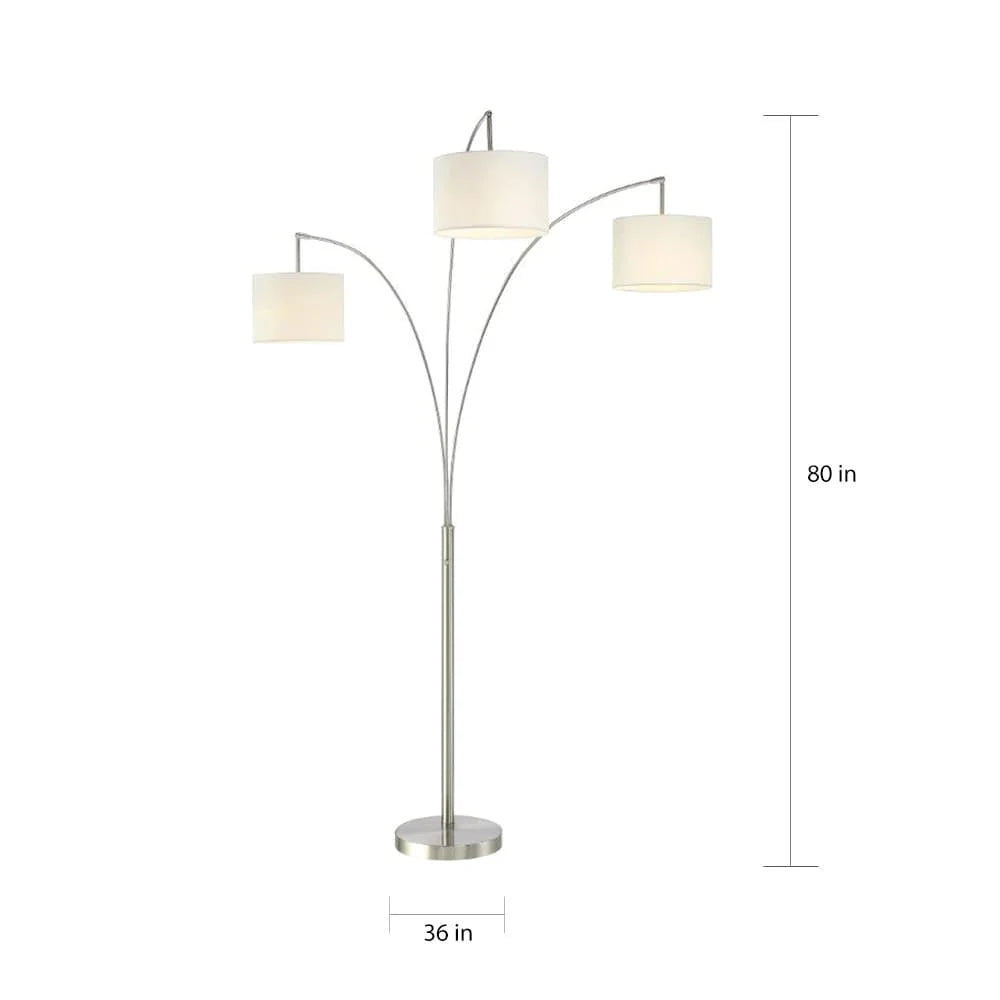 Artiva USA Lumiere Modern LED 3-arched Brushed Steel 80-inch Floor Lamp with Dimmer - N/A