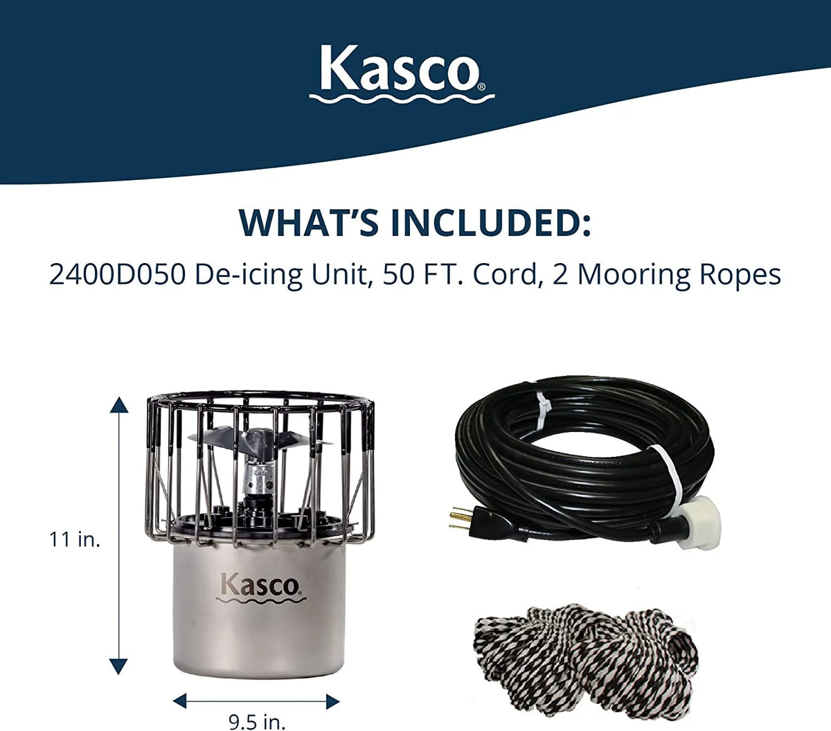 Kasco Deicer 1/2 HP Lake & Pond De-icer 120V �C Single Phase with 25 Ft Electric Power Cord | Water Deicer for Ponds, Lakes & Dock Bubbler