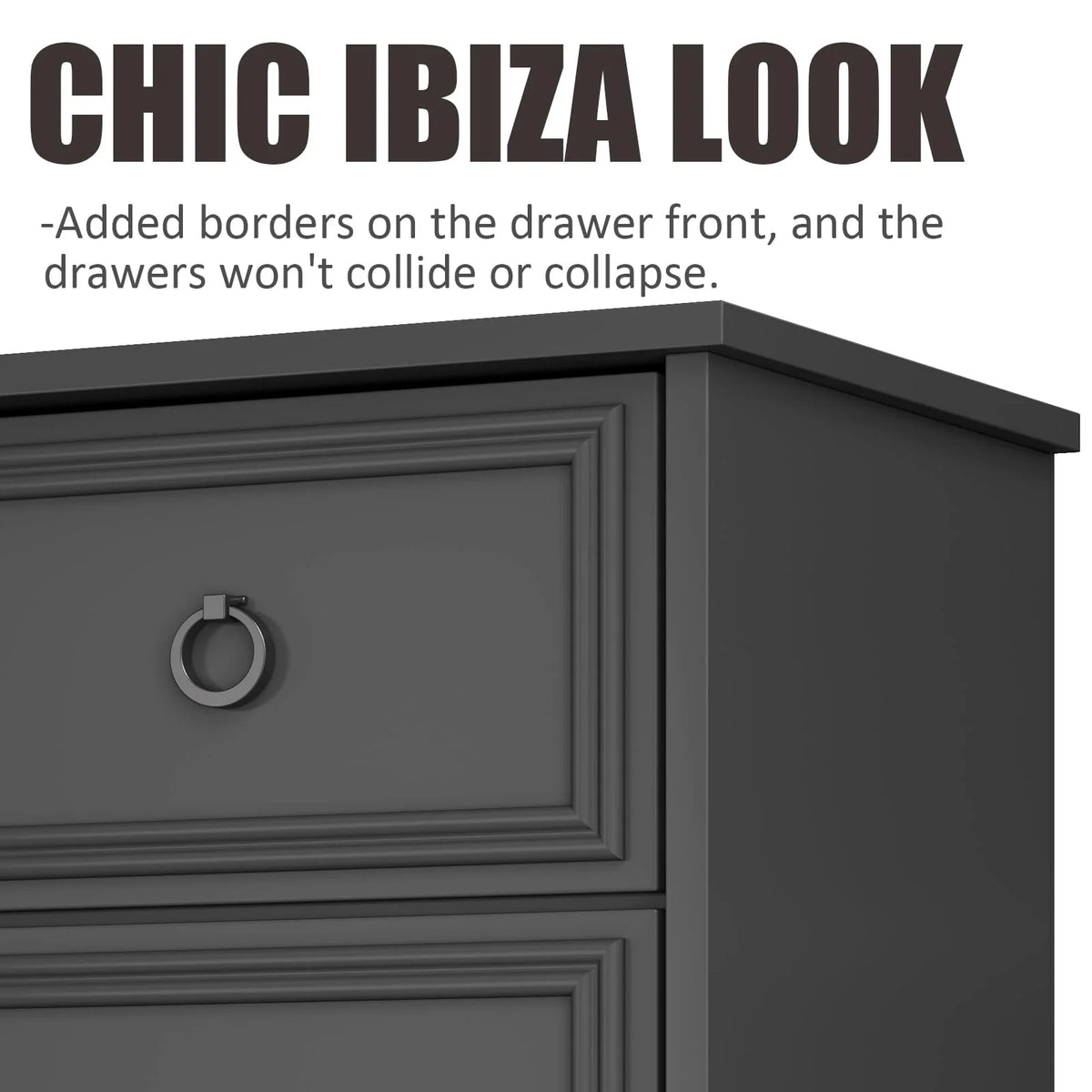 LGHM 4 Drawer Dresser, Modern Wood Chest Dresser for Bedroom Livingroom Gray