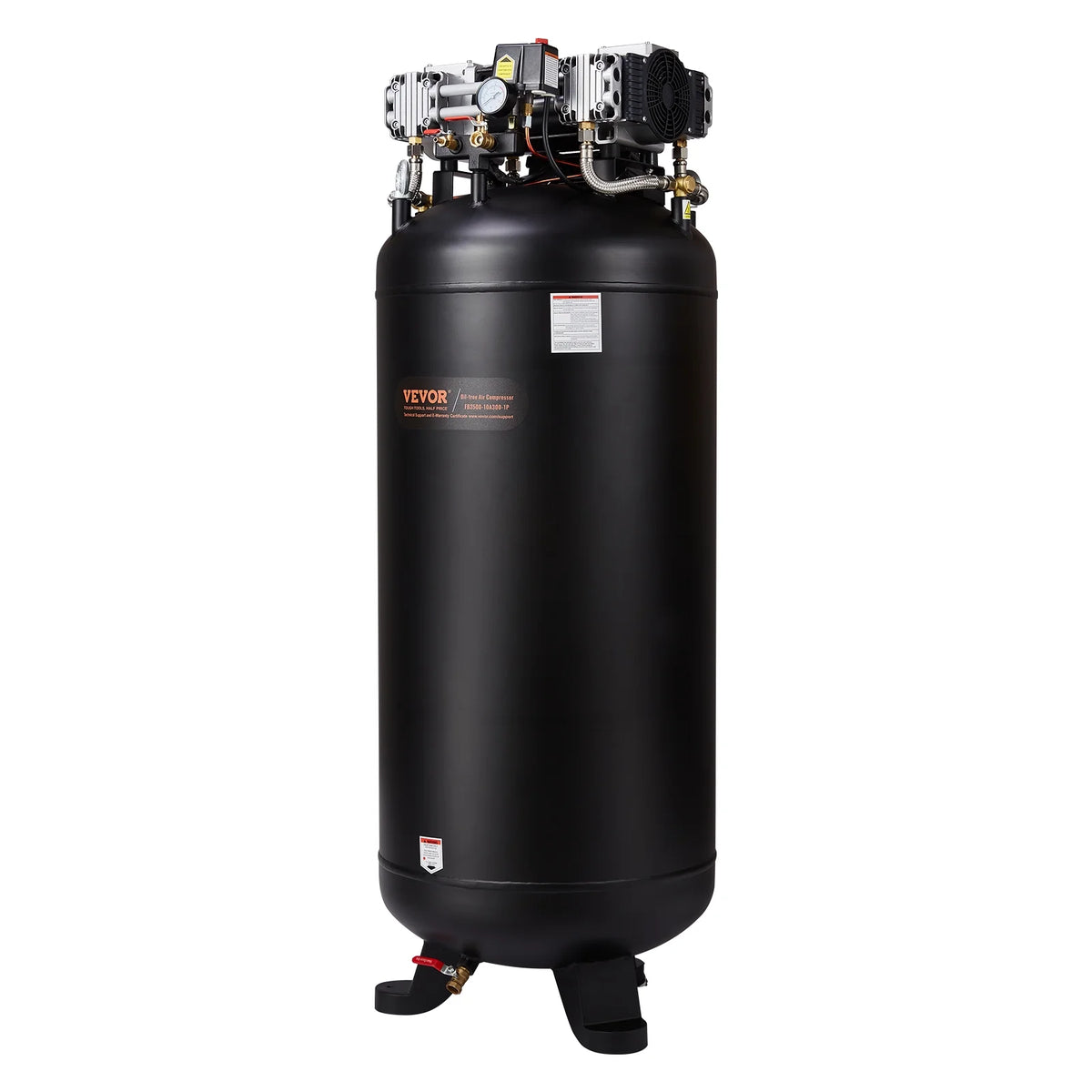 VEVOR 80 Gallon Compressor, 6.5HP, 15.5SCFM@90 PSI, Dual-Stage 145PSI, Oil-Free, 86dB Quiet Operation, Ideal for Manufacturing, Construction, Auto Repair