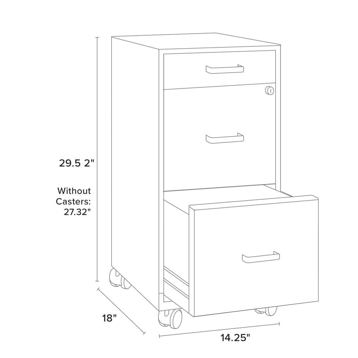 Space Solutions 18" Deep 3 Drawer Mobile Letter Width Vertical File Cabinet, Midnight Purple