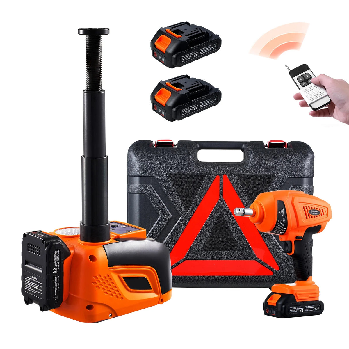 KFFKFF Electric Car Jack, Capacity of 5 Tons/11000 lbs, Integrated Inflator Electric Scissor Jack, 12V Tyre Swap Tool with Electric Torque Wrench & Illuminated LED, Compact Jack Set