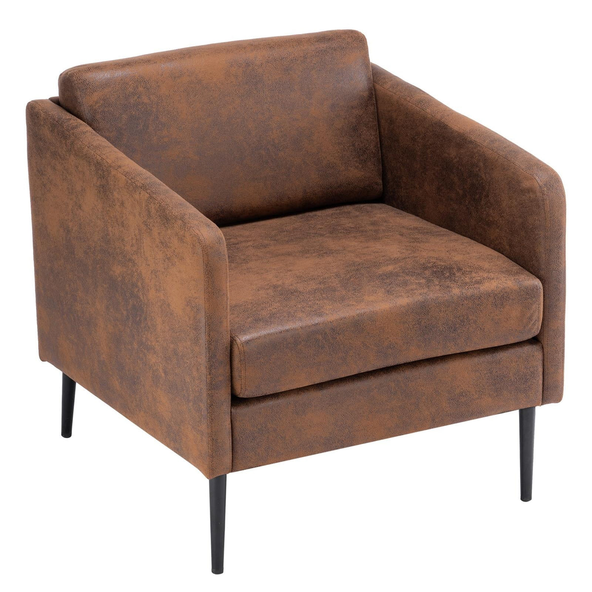 Ktaxon Modern Club Chair, Bronzing Cloth Fabric Arm Chair, Single Sofa Chair for Reading, Max Load 400LBS Upholstered Leisure Living Room Chair Brown