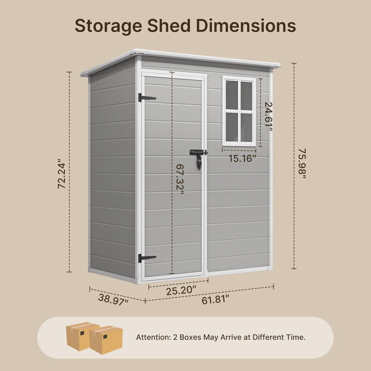 Lofka 6 x 4 FT Galvanized Metal Outdoor Storage Shed with Double Lockable Doors and Air Vents for Patio, Garden, Backyard, Lawn, Dark Gray