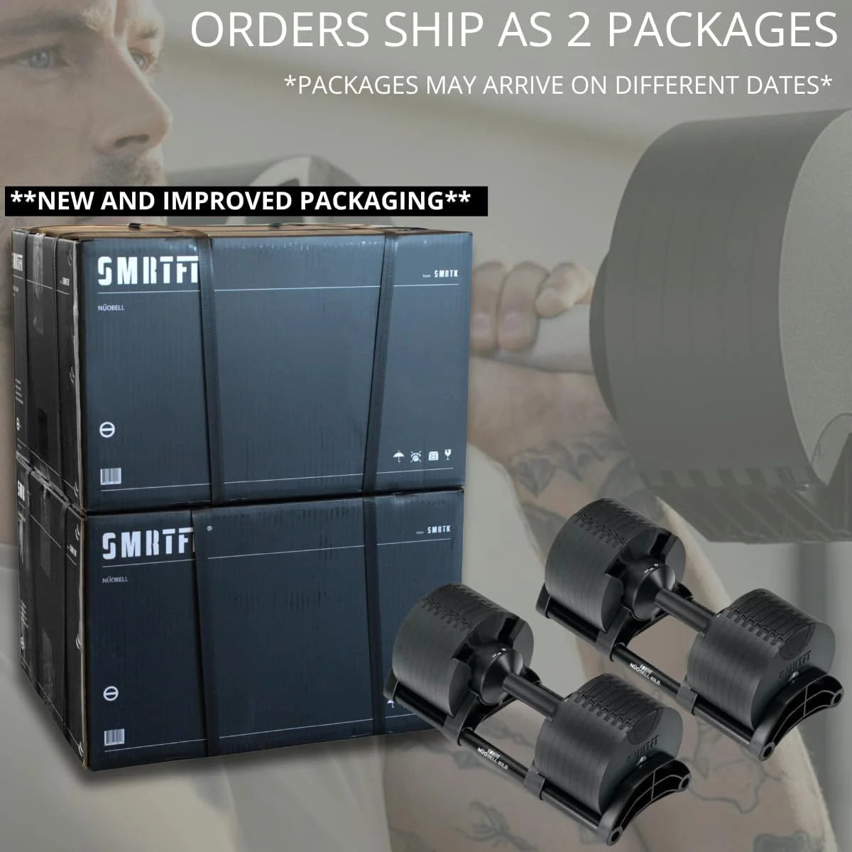 SMRTFT NUOBELL - All-in-One, Durable, Adjustable Dumbbells, Black, 5-80 lb