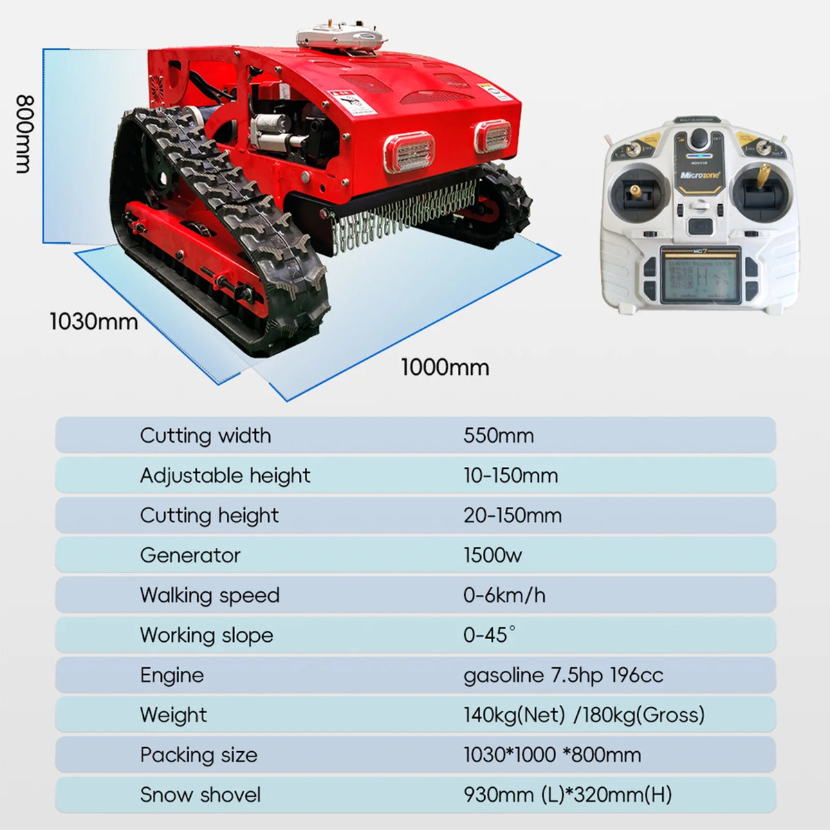 Automatic Remote Control Lawn Mower, 55 cm/ 21.6 inch Mowing Width RC Mower 45�� Climbing Crawler Mower with EPA Loncin Engine, Wireless Grass Cutting Machine for Yard, Garden, Orchard, Grassland