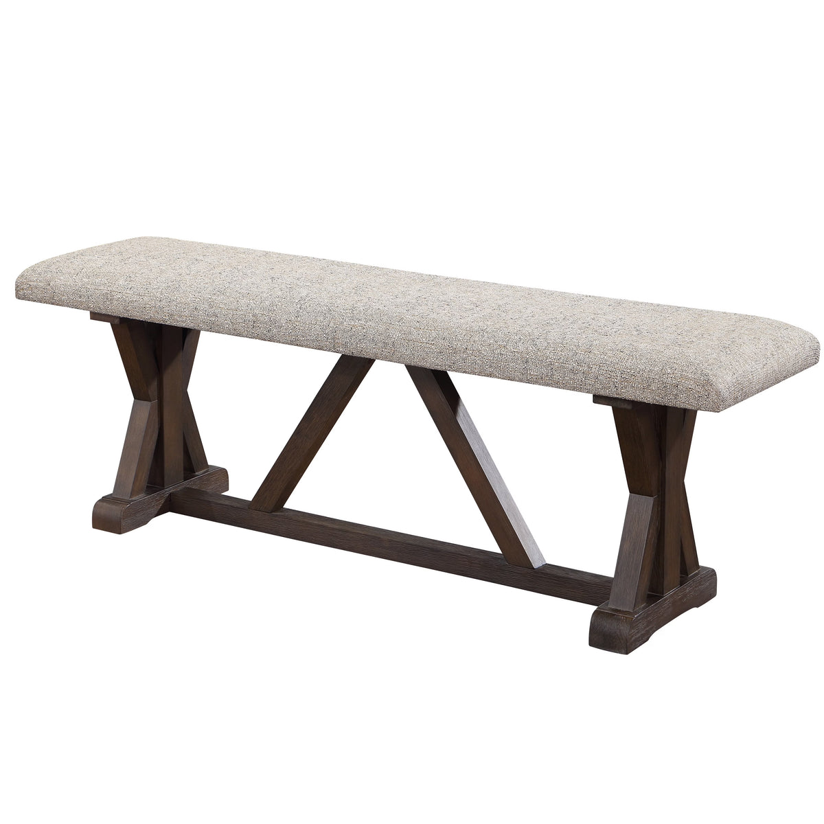 DUOSONG Grey And Rustic Brown Bench With Upholstered Seat Grey,Rustic Brown Wood+Fabric Furniture Dining Furniture Table Benches