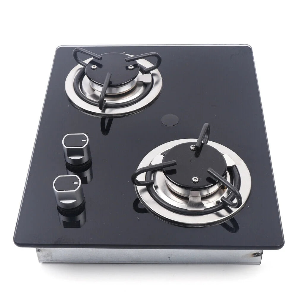 Mkyiongou LPG Cooktop Stainless Steel Boat Caravan RV Camper 2 Burners LPG Gas Stove Hob