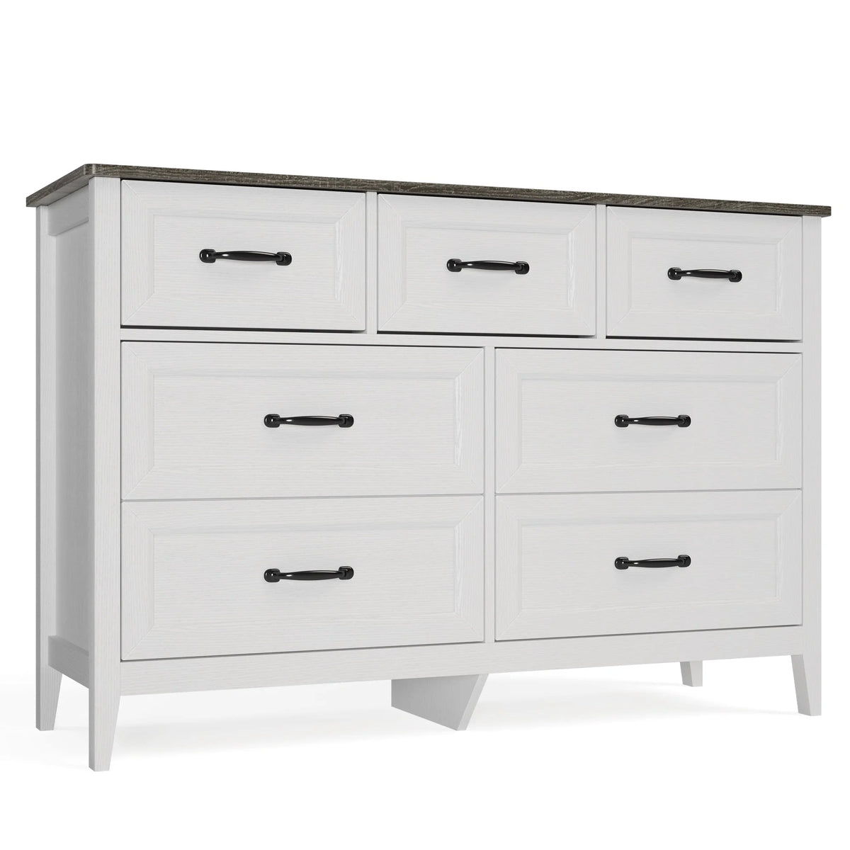 Lofka 47.2" Dresser for Bedroom with 6 Double Drawers, Farmhouse Wood Storage Cabinet with Smooth Metal Handle