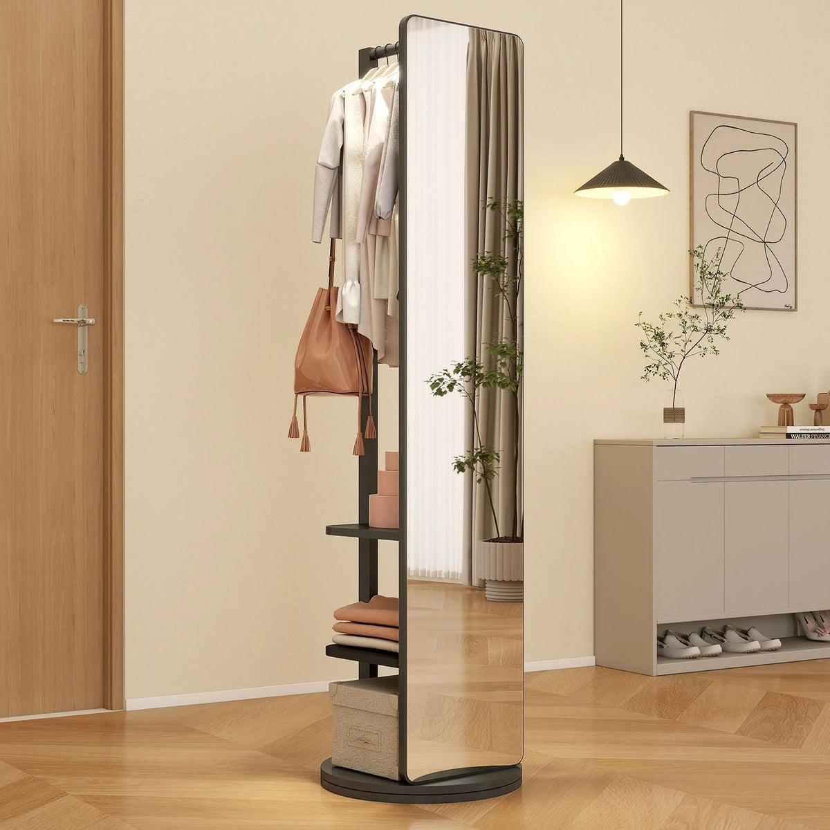 Full-Length Mirror on Rubber Wood Frame 65.7 x 17.7 Inches Ideal for Dressing Rooms and Living Spaces for Versatile Use
