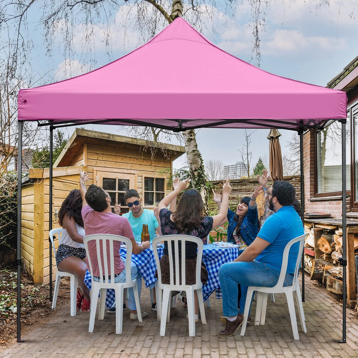 Ainfox 10' x 10'Heavy Duty Pop up Canopy Tent with Sidewalls,Folding Instant Outdoor Gazebo,Sun Shade Tent,Pink