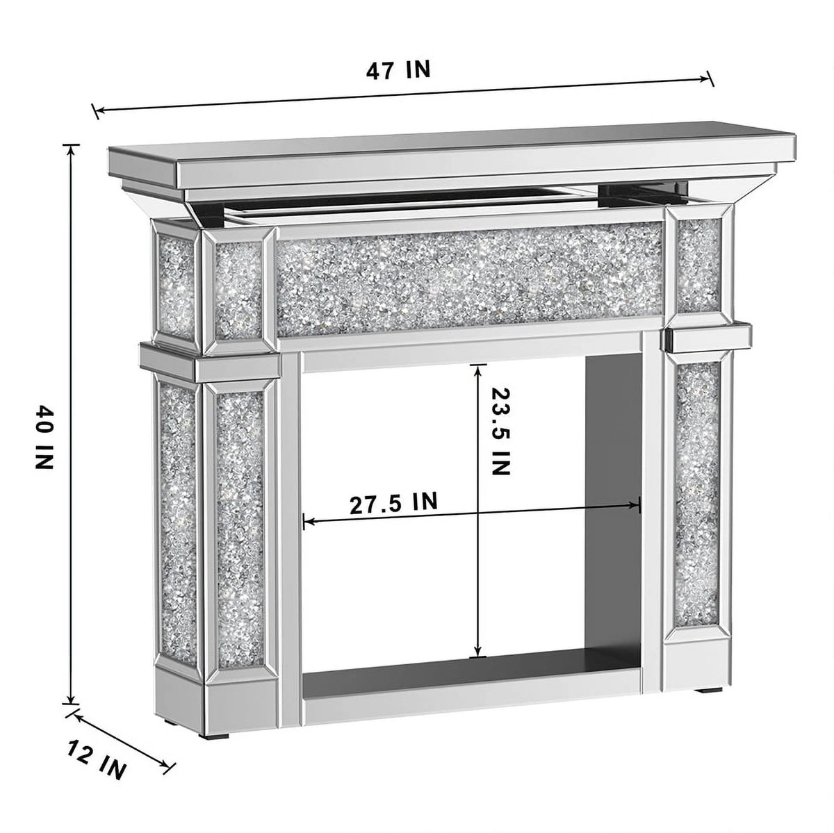 ENENE Mirrored Electric Fireplace 47���� x 40���� 1500W Indoor Fireplace