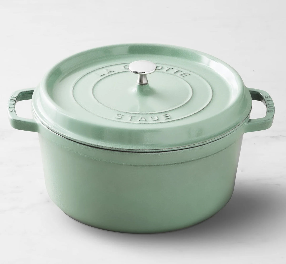 Staub Cast Iron 7-qt Round Cocotte Dutch Oven - Sage, Made In France