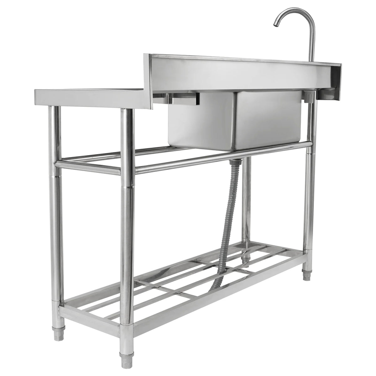VEVOR Stainless Steel Utility Sink, 1 Compartment Free Standing Small Sink w/Workbench Faucet & legs, 39.4 x 19.1 x 37.4 in Commercial Single Bowl Sinks for Garage, Restaurant, Laundry,NSF Certified