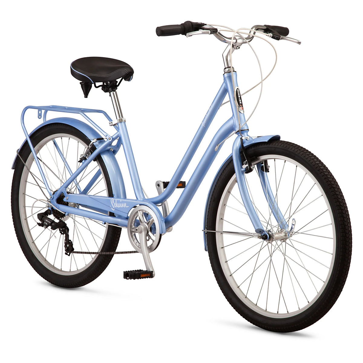 Schwinn Riverwalk Comfort Bike, 26 Inch Wheels, 7 Speed, Blue
