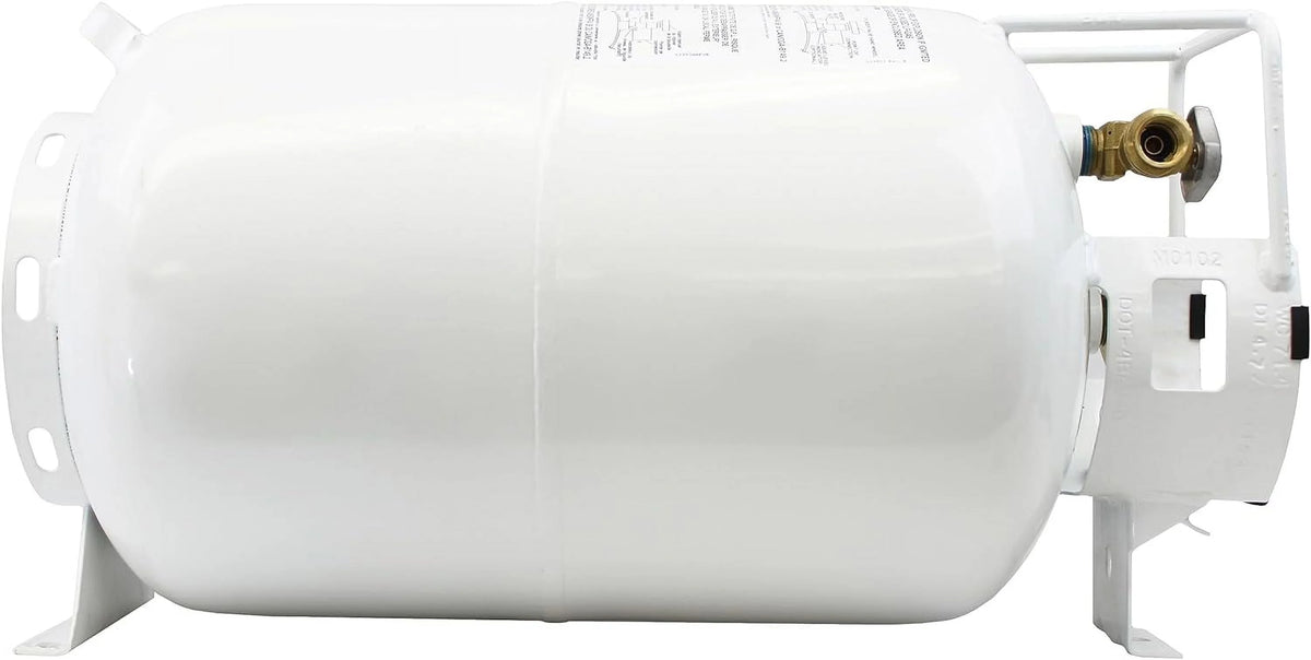 Flame King Empty Steel Horizontal Propane Tank Cylinder with OPD & Built-in Gauge, 30 Lbs