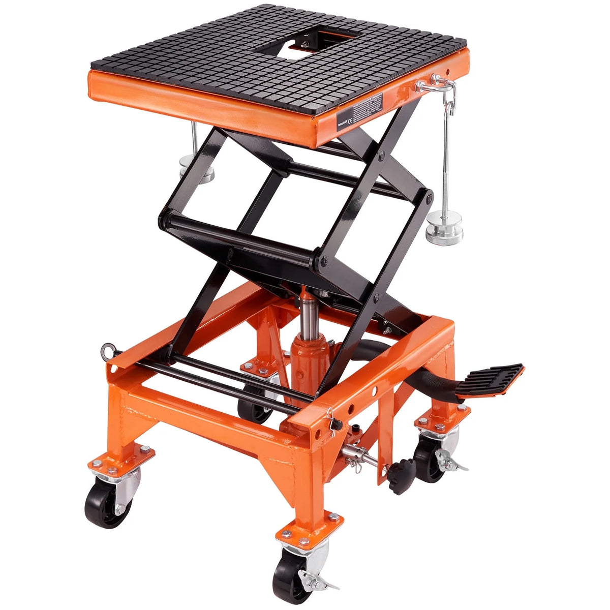 BENTISM Hydraulic Motorcycle Lift Table 350 lbs Height 13'-36' Dirt Bike Scissor Jack Stand with Wide Deck Safety Pin J-hook