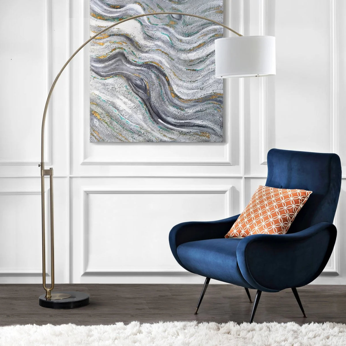 Safavieh Polaris 84 in. H Solid Glam Arc Floor Lamp, Antique Brass