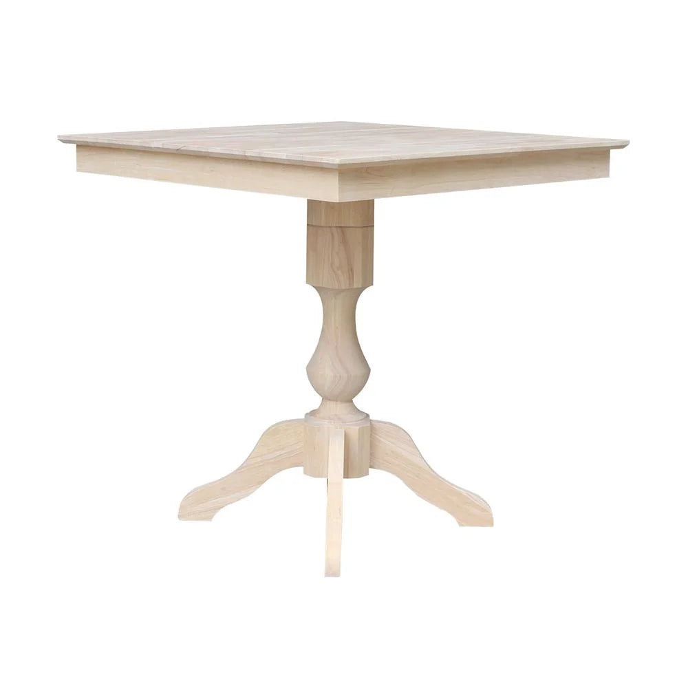 36" x 36" Natural Solid Wood Square Top Pedestal Table - 29.9" Height