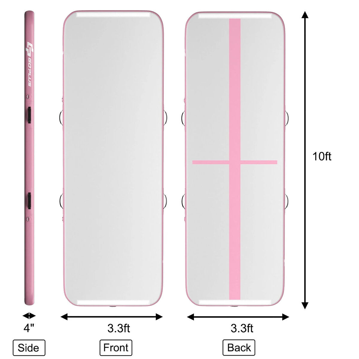 Goplus 10FT Air Track Inflatable Gymnastics Tumbling Mat w/ Pump Pink