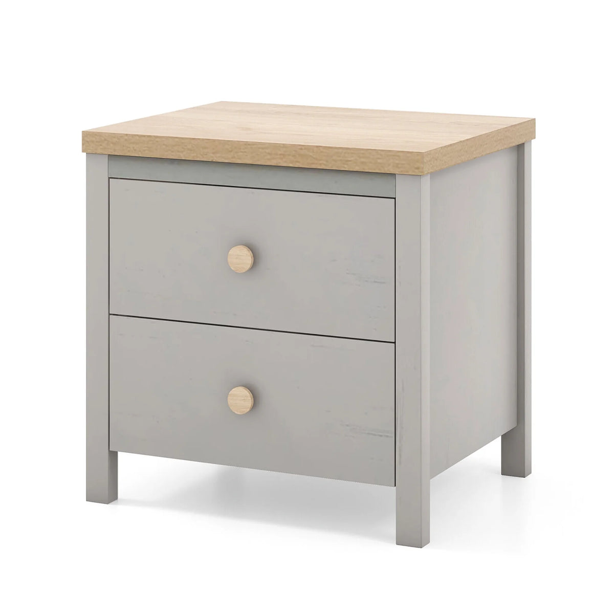 Gymax 2 PCS Nightstand Farmhouse Side End Table w/ Solid Wood Legs & 2 Drawers White