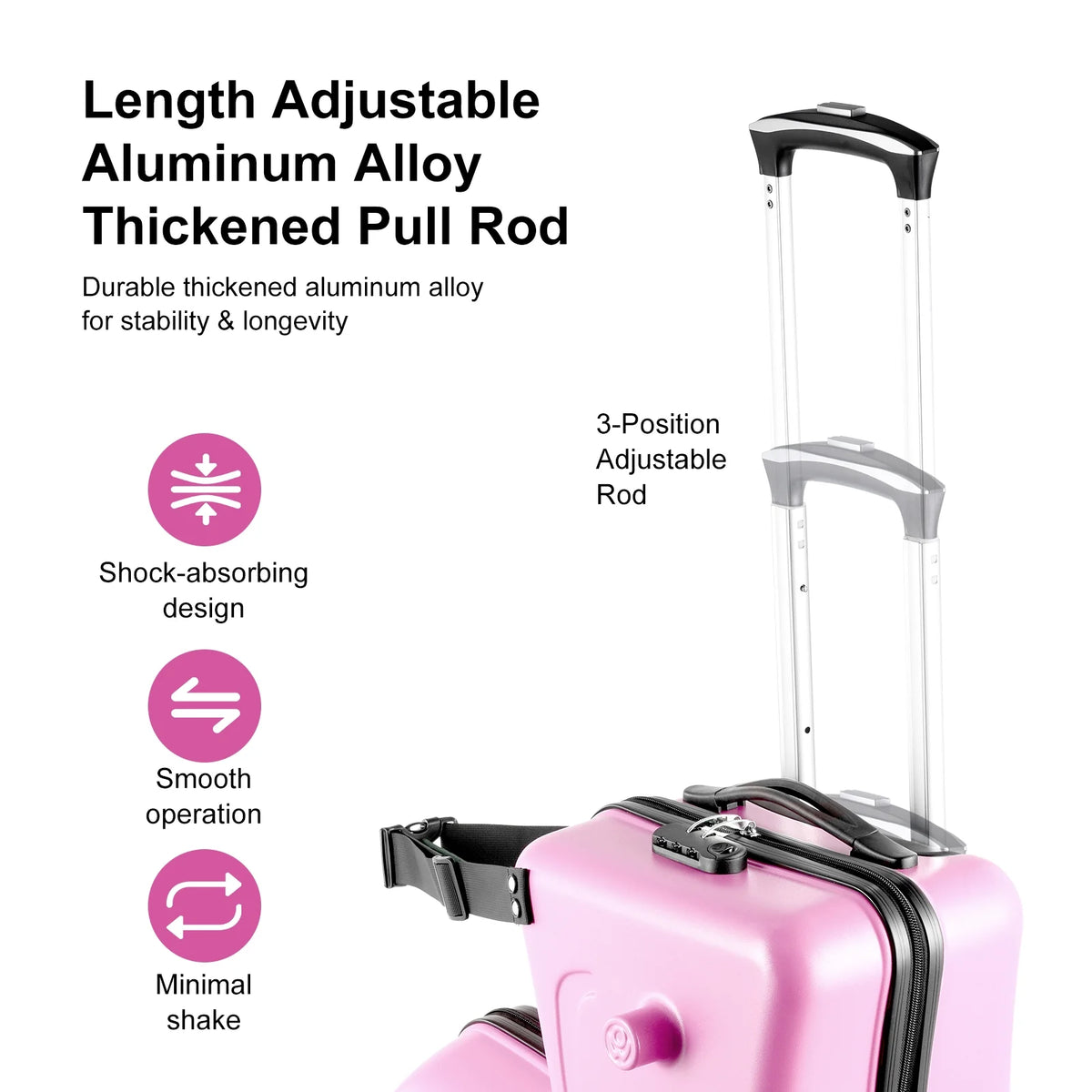 20" Children's Ride-On Luggage with Safety Belt Matte Finish, Silent Wheels, Spacious Compartment for Ages 3-12 travel suitcase