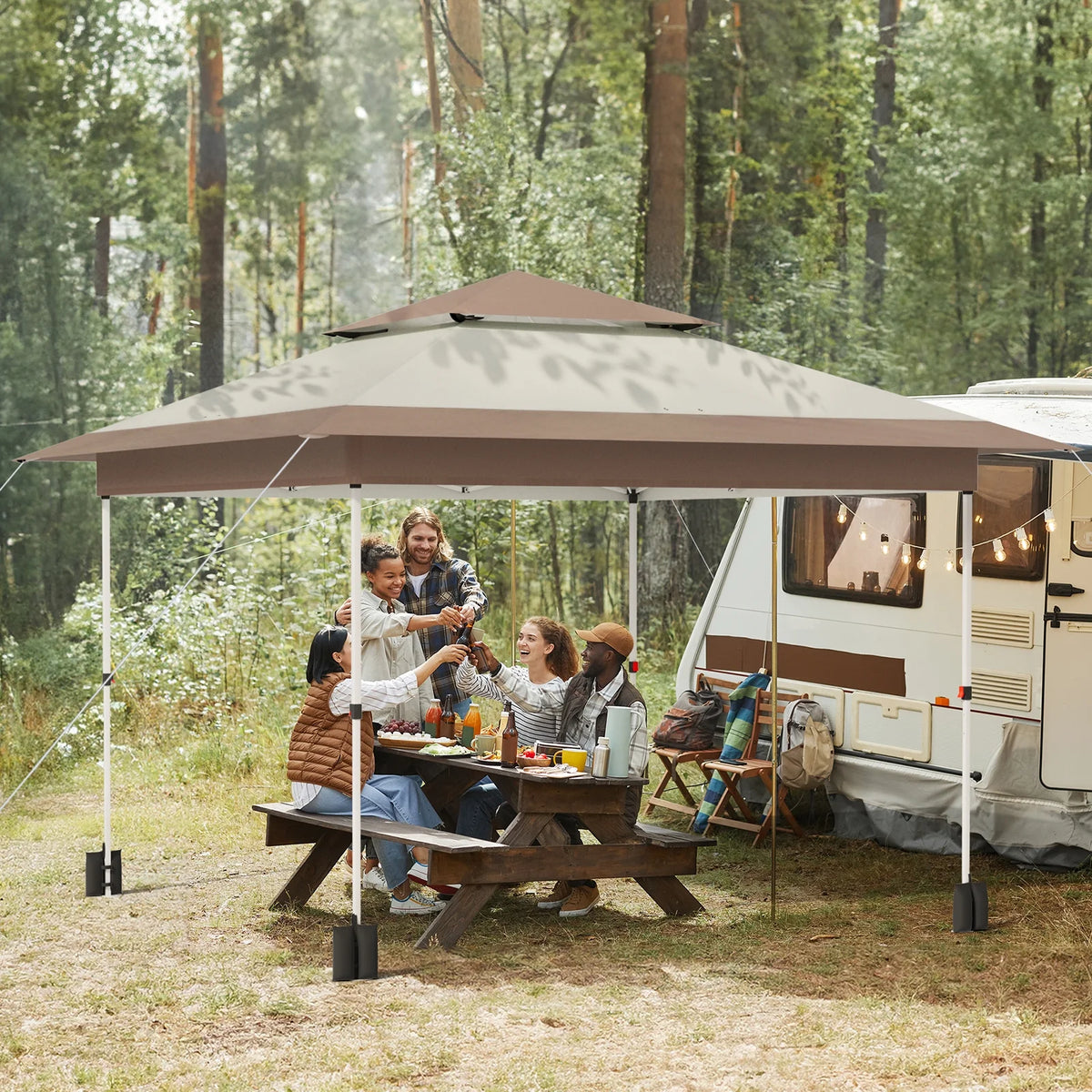 Pirecart 12' x 12' Pop-up Canopy Tent Waterproof Outdoor Gazebo Shelter with Wheeled Bag, Instand Canopy , White