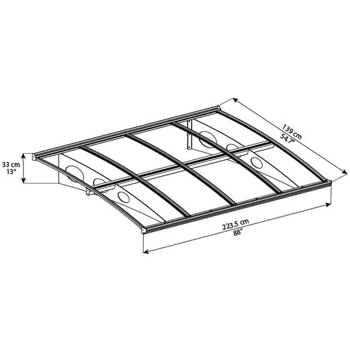 Palram - Canopia Herald 6690 22' x 5' Polycarbonate/Galvanized Steel Awning - Gray/Mist