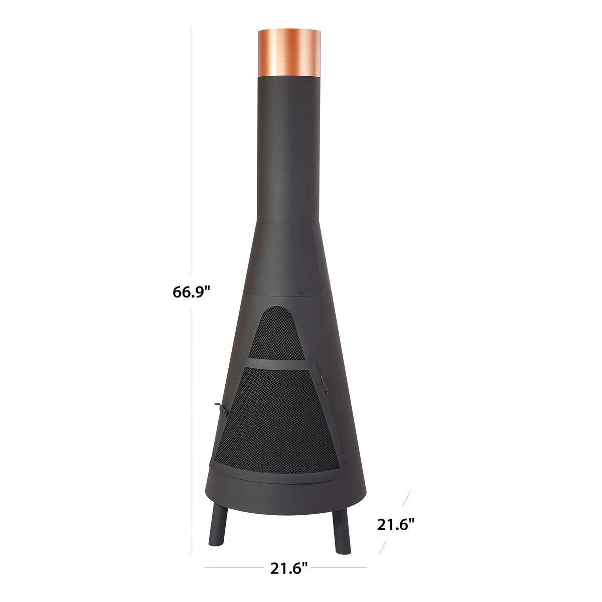 Mainstays 67�?Tall Round Powder-Coated-Black Finish Steel Wood Burning Chiminea