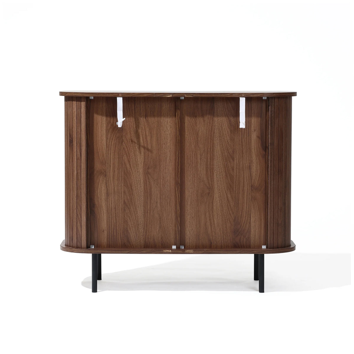 LuxenHome 35" Mid Century Modern Accent Cabinet, Small Buffet Cabinet with Sliding Door, Oak