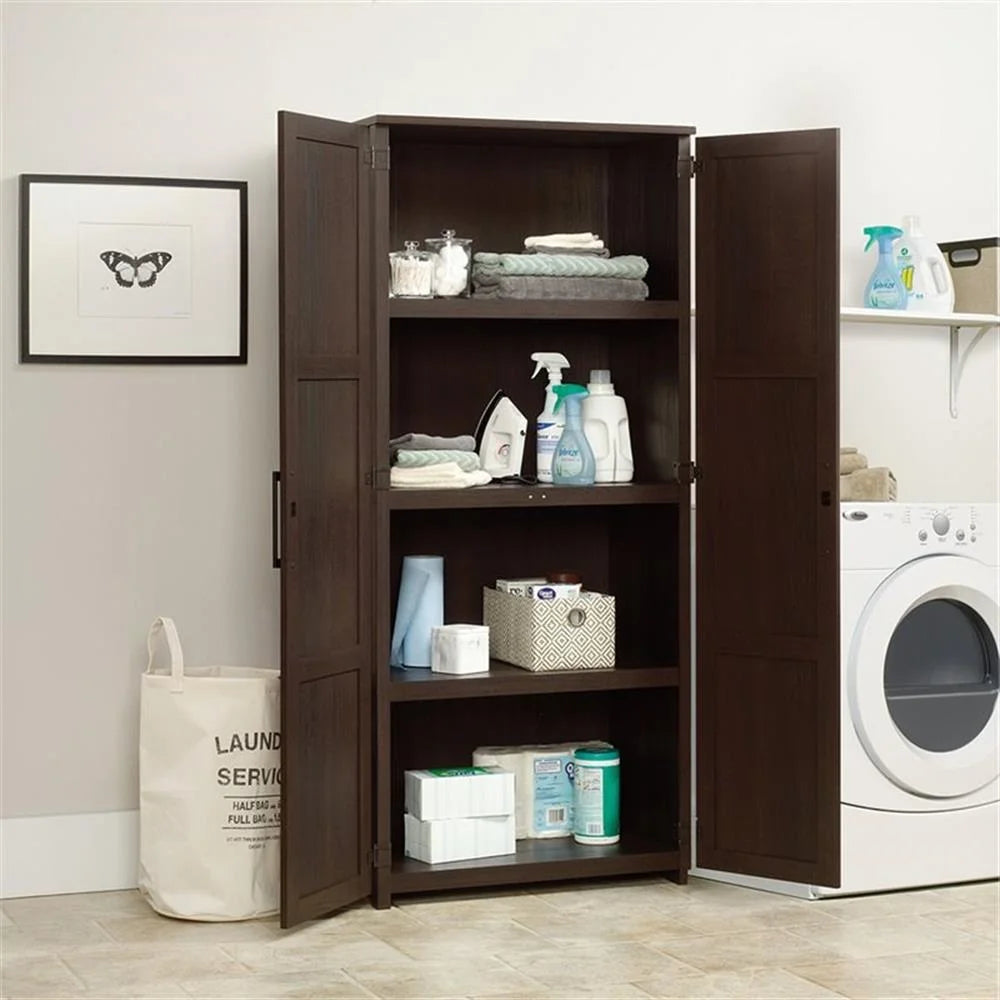 Pemberly Row Contemporary Engineered Wood Pantry in White Finish