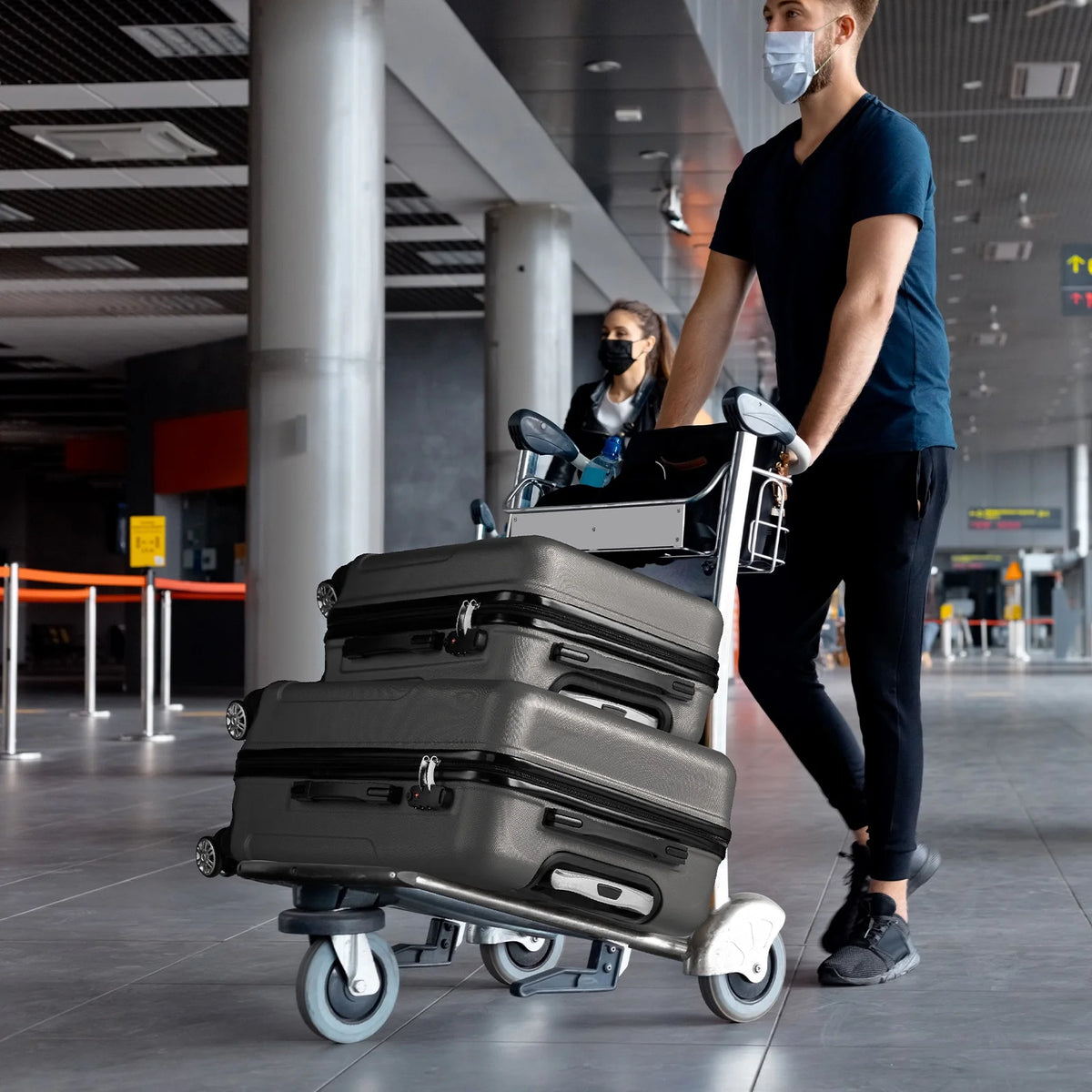Zimtown 3 Piece Nested Spinner Suitcase Luggage Set With TSA Lock Royal Blue