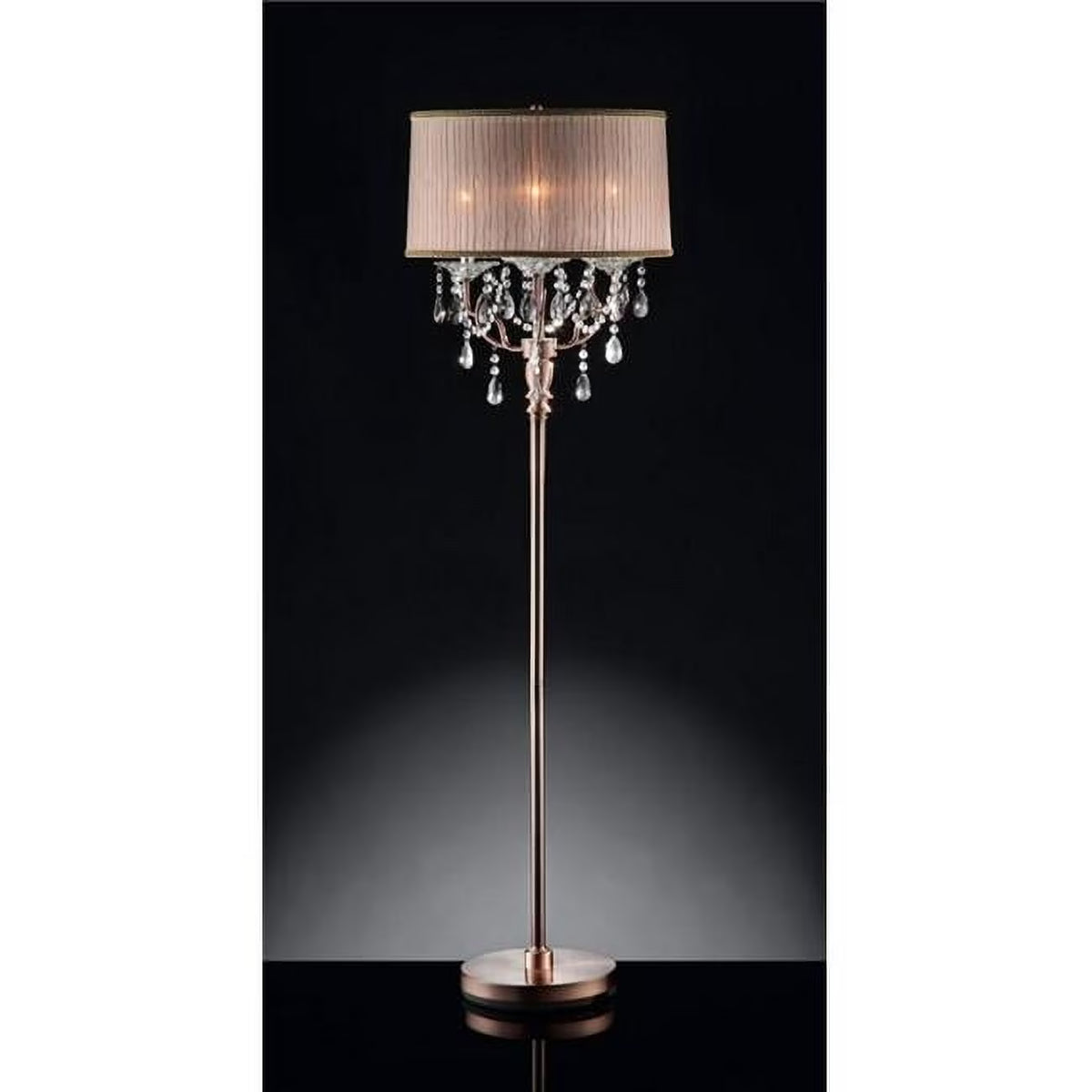 HomeRoots Silver & Pink Faux Crystal Chandelier Floor Lamp