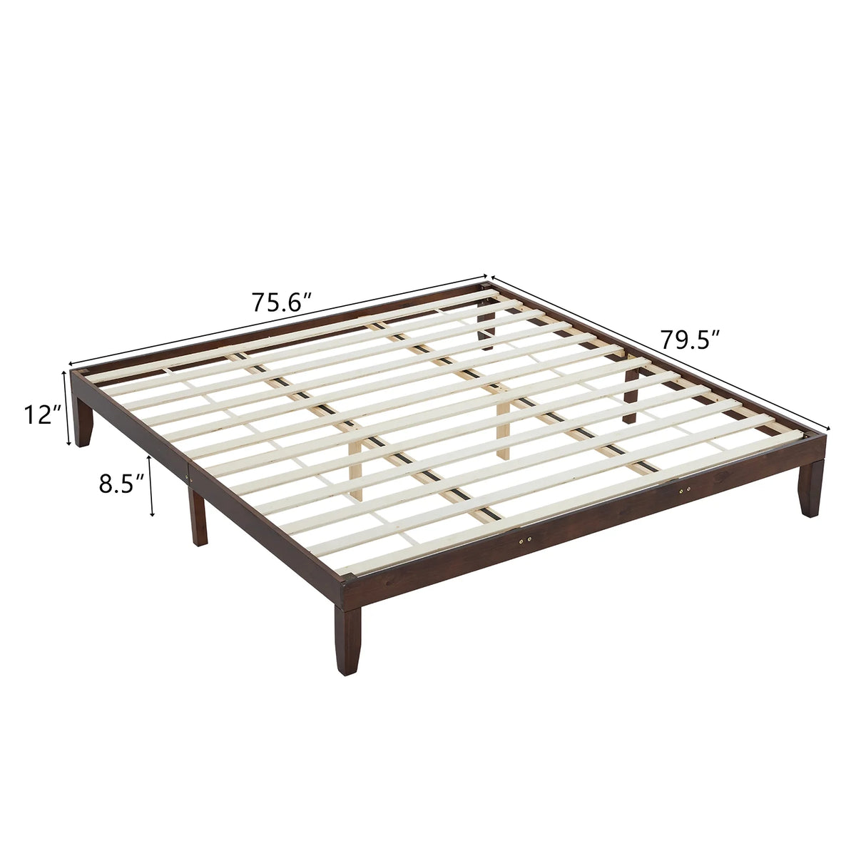12 Inches Wood Platform Bed Frame Twin Size, Solid Wood Mattress Foundation with Strong Wood Slat Support