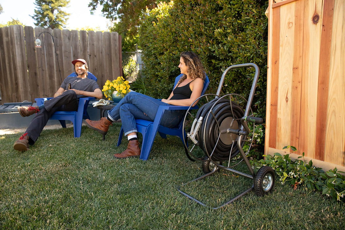 Yard Butler 2-Wheeled Garden Hose Reel Cart - Carry Up To 200 Foot, Heavy Duty, Rust-Resistant, Portable Metal Hose Winder Suitable for Lawn & Garden - Outdoor Water Hose Reel Cart With Wheels