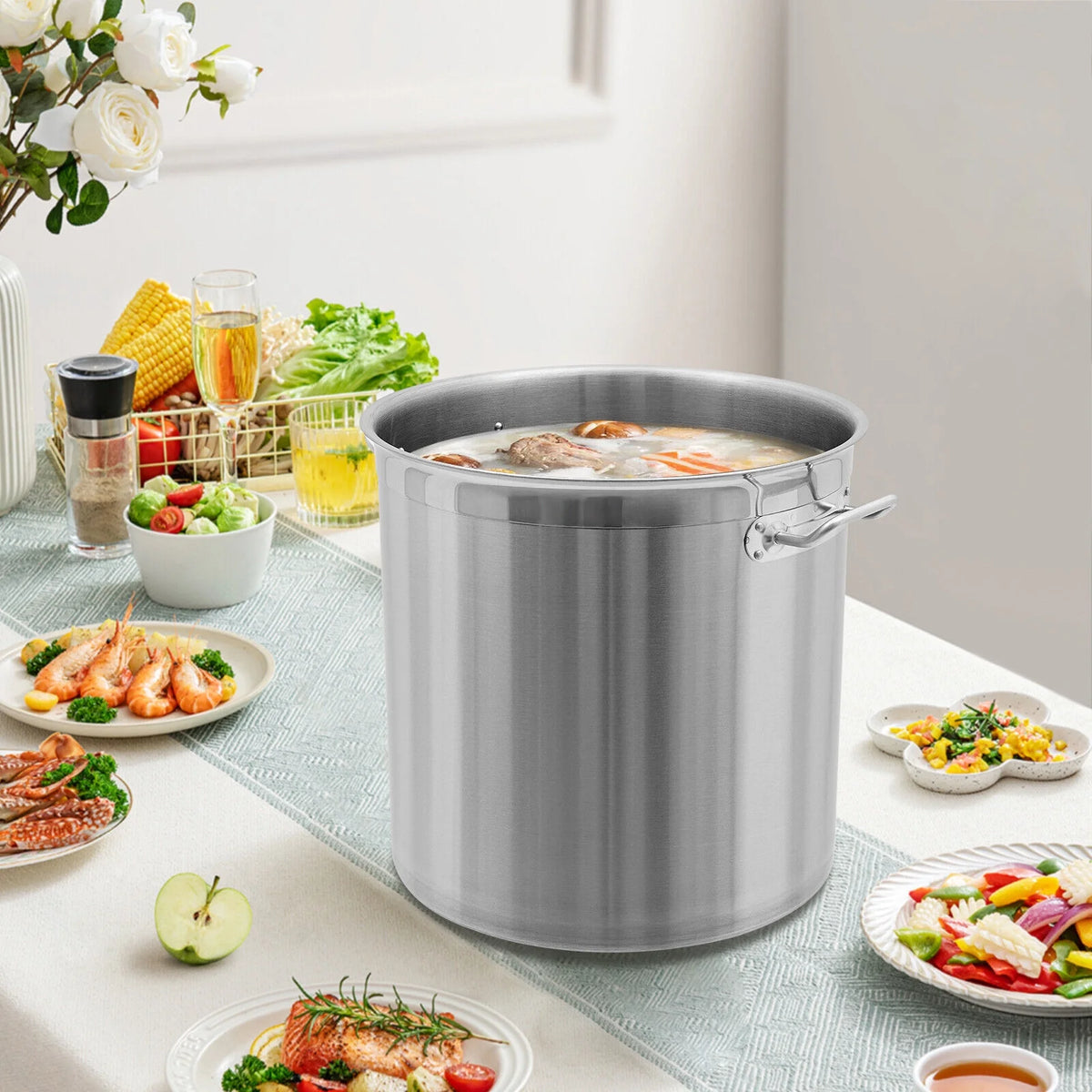 33/52 Quart Stock Pot Stainless Steel Large Kitchen Soup Big Cooking Restaurant for Hotels, Restaurants, Homes