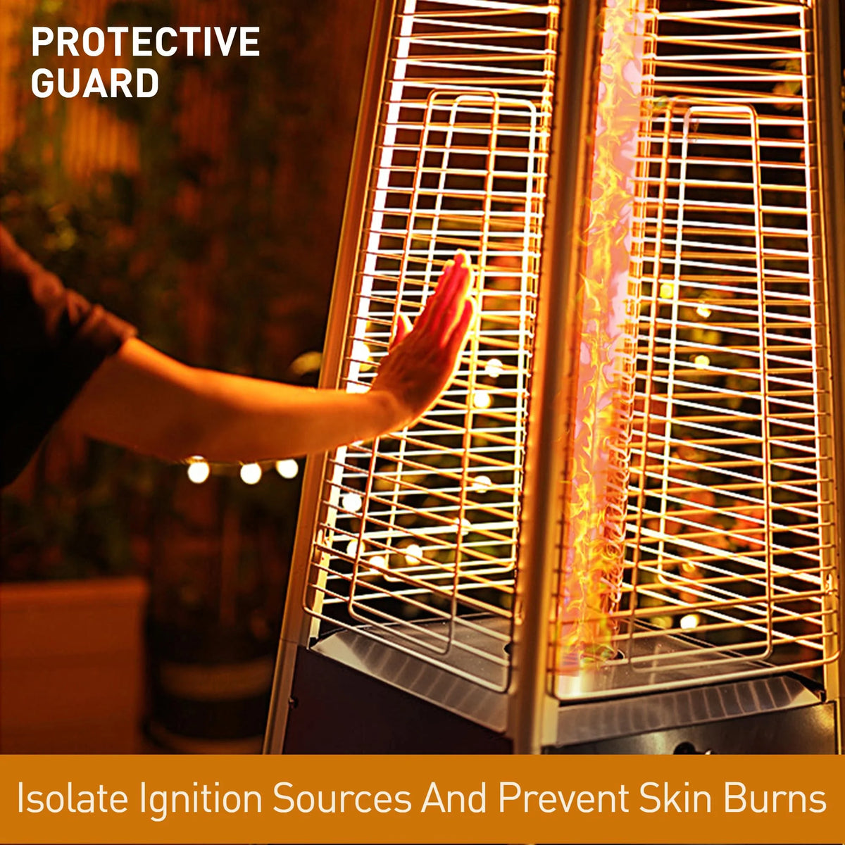 Segmart 48,000 BTU Pyramid Patio Heater, Tall Standing Outdoor Propane Heater with Wheels & Tip-Over Safety Protection, Visible Flame Glass Tube for Backyard, Garden, Commercial Use - Gray