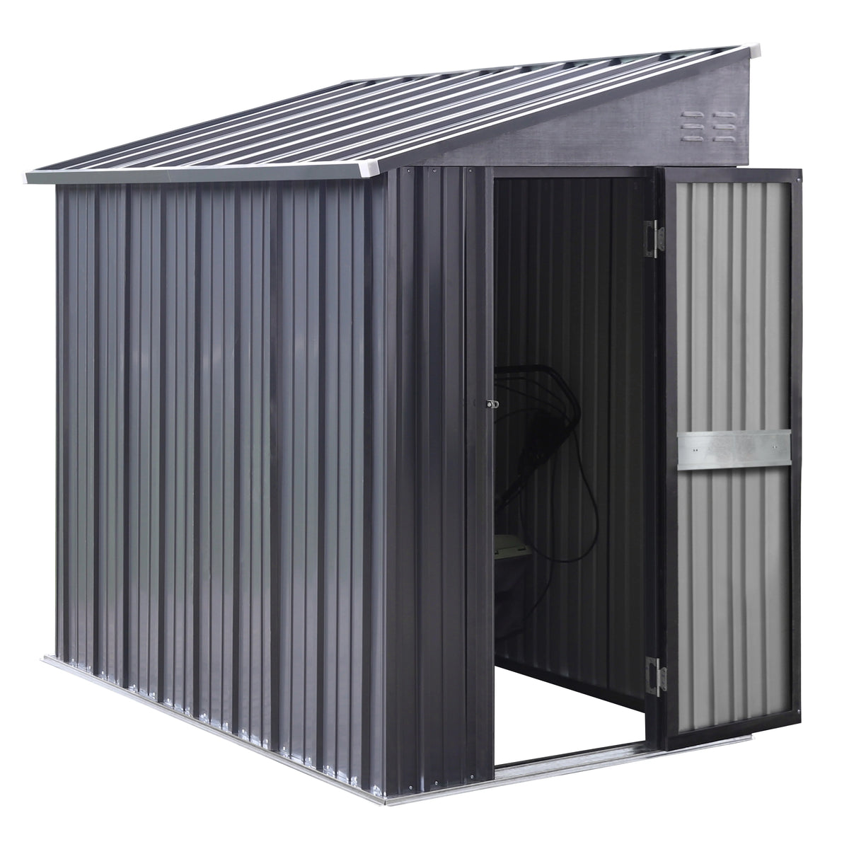 VEIKOUS Outdoor 8' x 4' Storage Lean-to Shed 8' x 4' w/Lockable Sliding Door and Vents for Backyard, Patio & Lawn, Grey