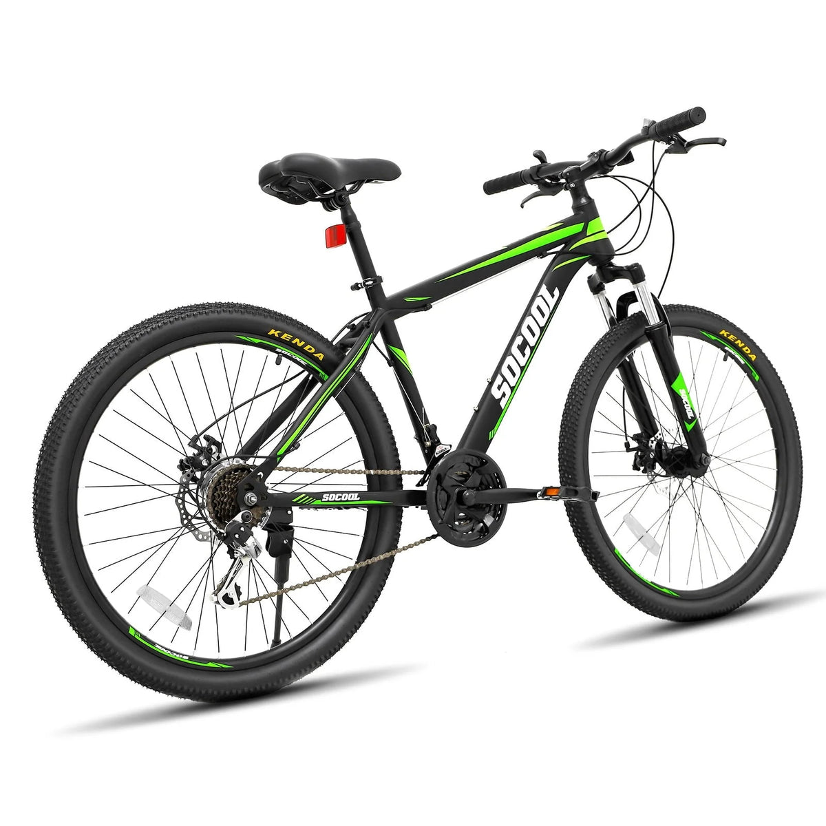 SOCOOL 26" Mens Bike, 21-Speed Mountain Bike, Road Bike, Double Disc Brake Suspension Bike, City Road MTB Bikes, Black and White Bike